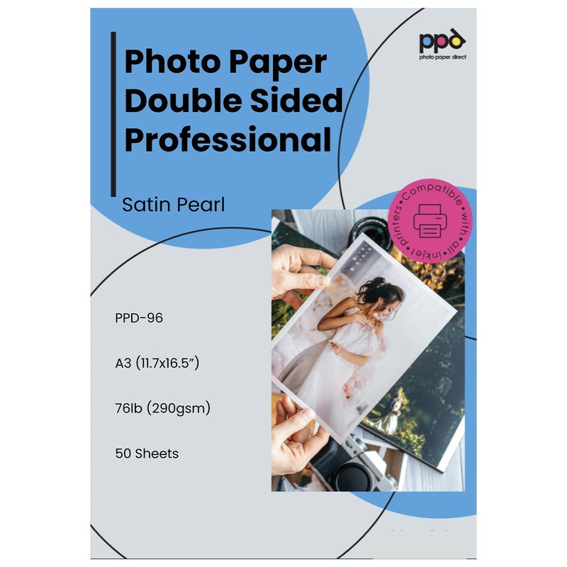 PPD Double Sided Photo Paper, Satin Pearl Brochure Paper 11 x 17 for Inkjet Printer, 290 gsm, 10.7 mil Thick for Magazine, Flyer, Presentation, Program, Instant Dry & Water Resistant (50 Sheets) - Image 1